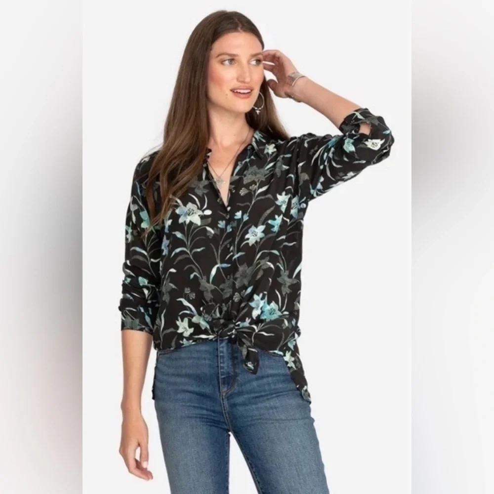 Johnny Was Biya Zabi Blouse Floral Print Silk Button Down Small - Picture 3 of 8